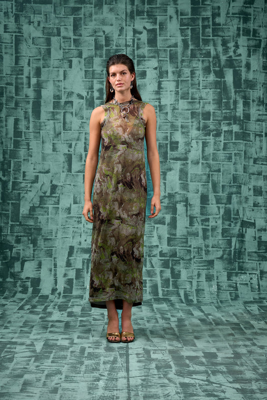 High Neck Sexy V-Back Dress