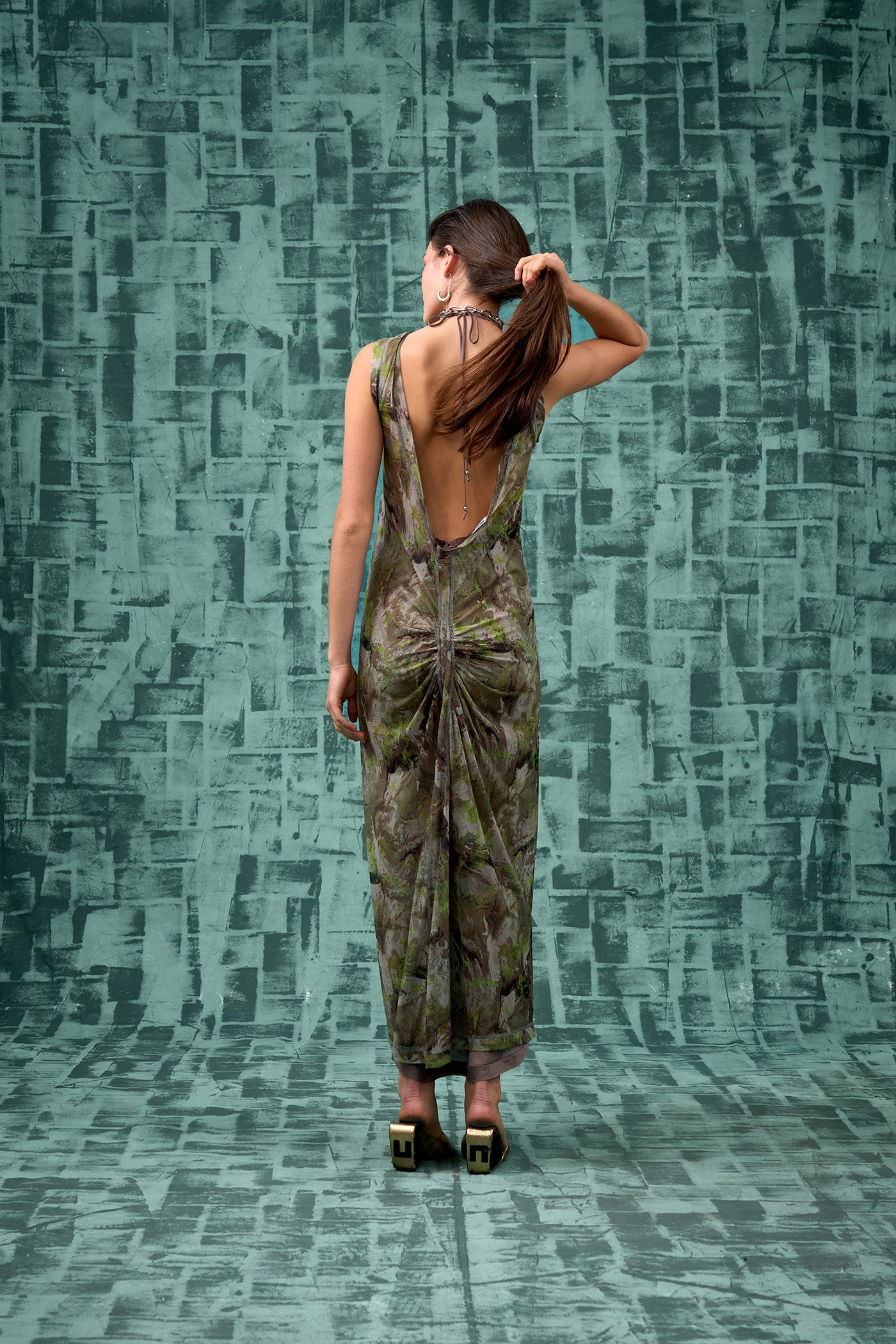 High Neck Sexy V-Back Dress